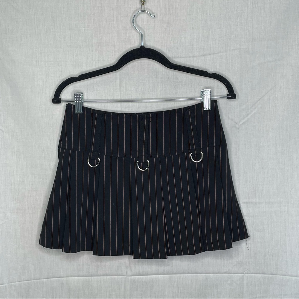 vintage lip service pinstripe d-ring mini skirt